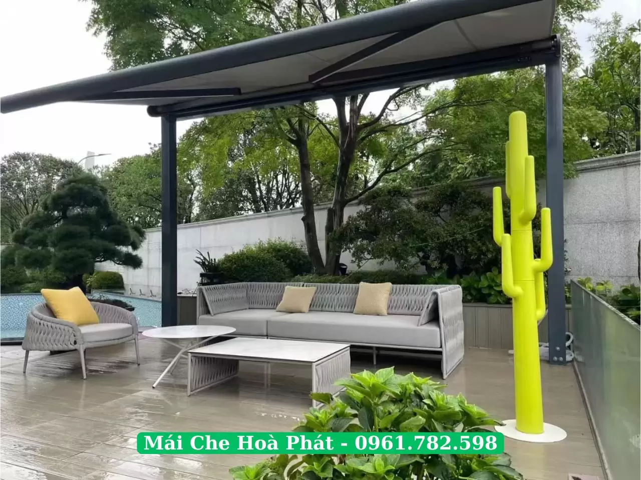 mái hiên nhập khẩu bể bơi, sân vườn