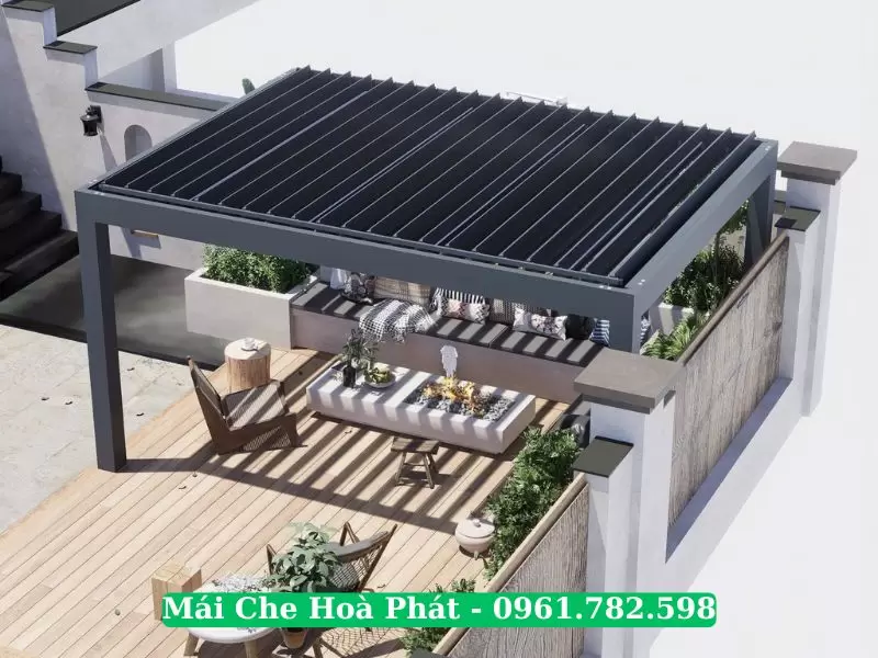 Bản vẽ 3D mái nhôm xếp tự động tại Long Biên