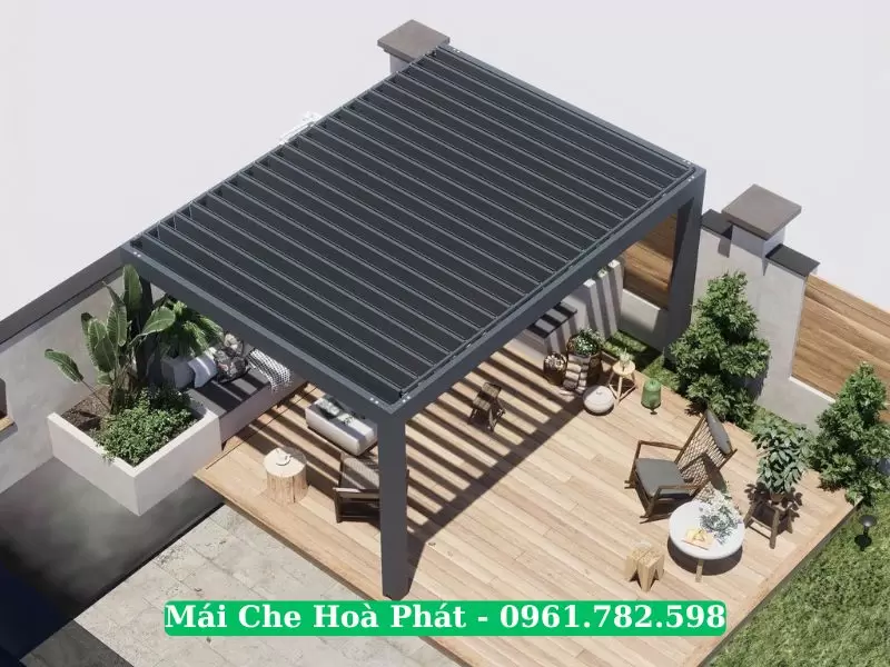 Mái nhôm xếp lật tự động
