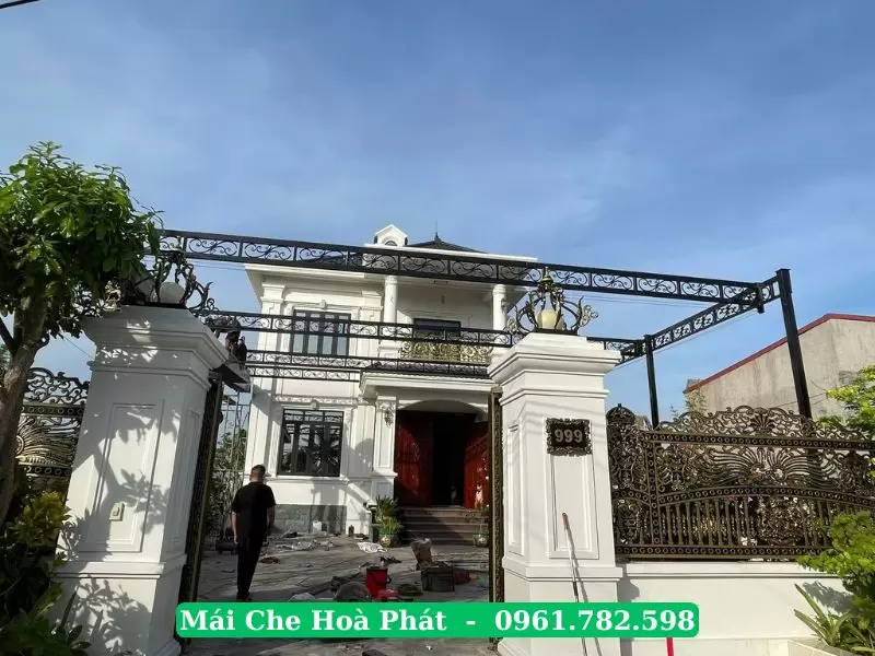 Khung sắt nghệ thuật mái bạt xếp