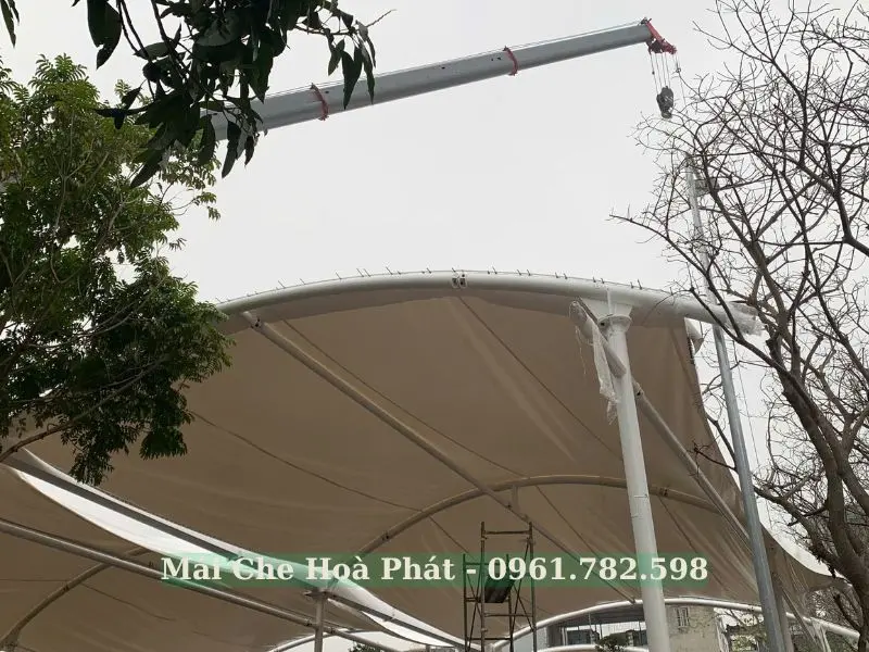 Thi công mái bạt căng tại Hà Nội