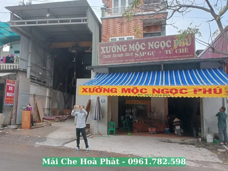 Mái hiên di động xưởng mộc tại Phú Xuyên