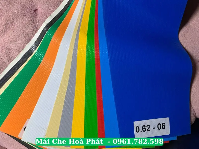 Bảng mẫu vải bạt mái xếp dày 0.62mm
