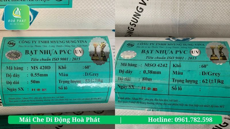 Thông số bạt Myung Sung Hàn Quốc