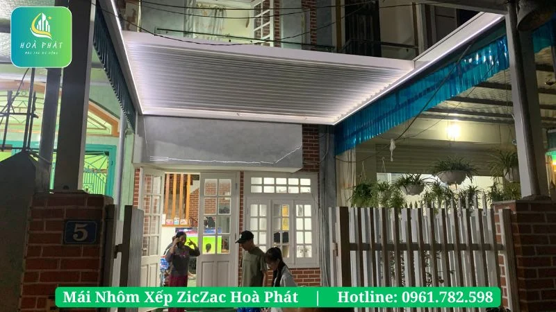 Hệ mái nhôm xếp trượt nhà chòi