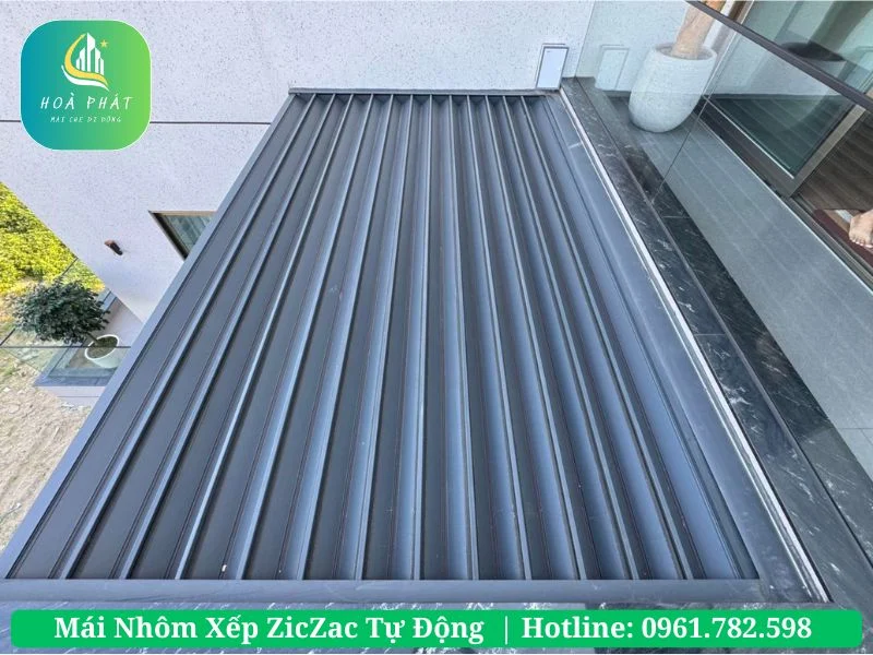 Mái nhôm xếp trượt ziczac Hoà Phát