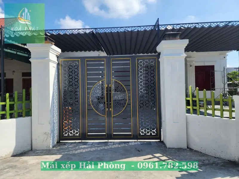 Mái xếp khung nghệ thuật giúp tăng tính thẩm mỹ cho không gian
