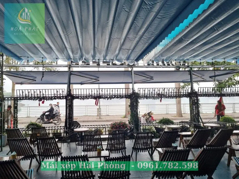 Mái bạt xếp quán cafe tại Hải Phòng
