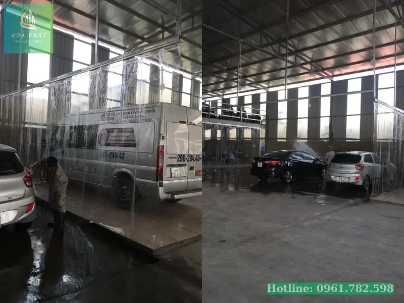 Vách ngăn bạt PVC trong suốt rửa xe