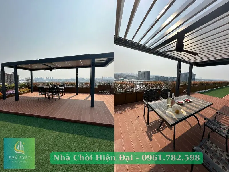 Mẫu chòi hiện đại pergola nhôm