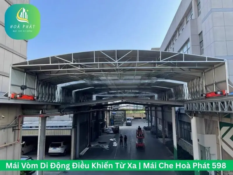 Công trình mái vòm bạt xếp khu hành lang nhà xưởng